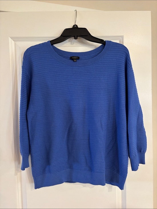 Talbots Sweaters - Talbots Periwinkle Ribbed Crewneck Sweater 3/4 sleeve Size M